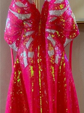 Hot Pink Sequin Butterfly Dress